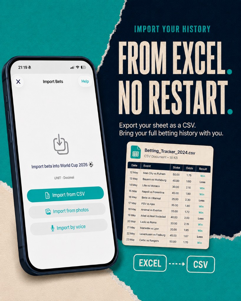 Import from Excel: bring your betting history from a spreadsheet