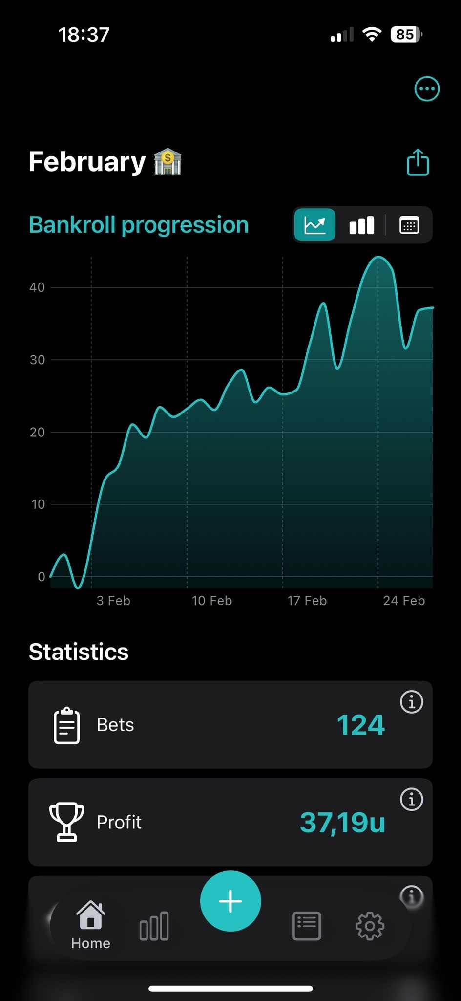 Bet Journal app home screen