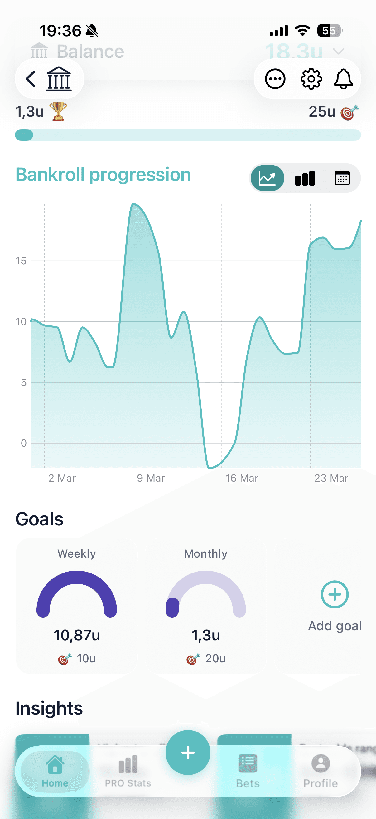 Bet Journal metrics screen